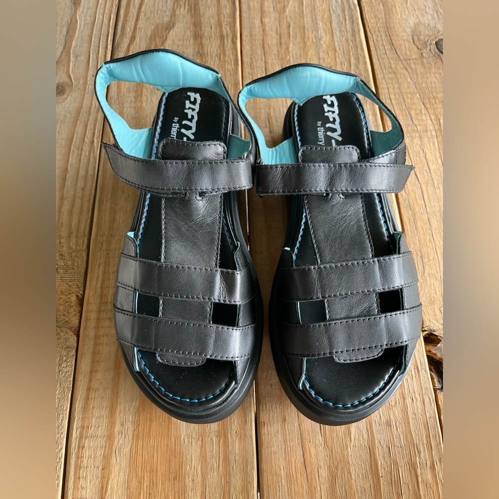 Thierry Rabotin by Fifty 12 Women’s Black Open Toe Fisherman Sandals Size 10